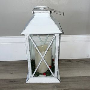 White washed distressed light up holiday lantern new